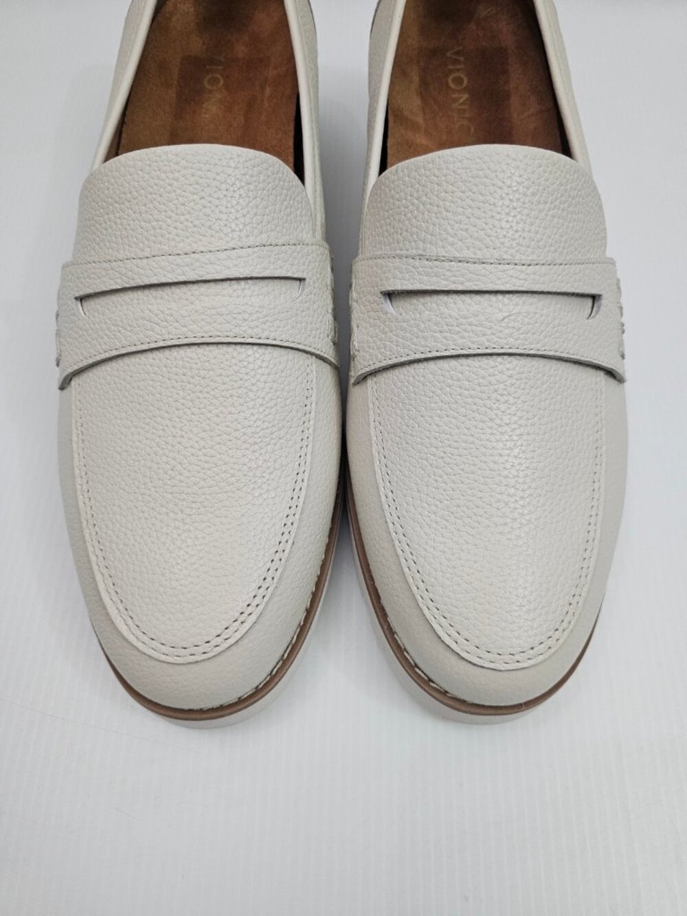Vionic Cheryl II Lug Sole Penny Loafer Womens 11 Ivory Leather Comfort Platform - Picture 5 of 13